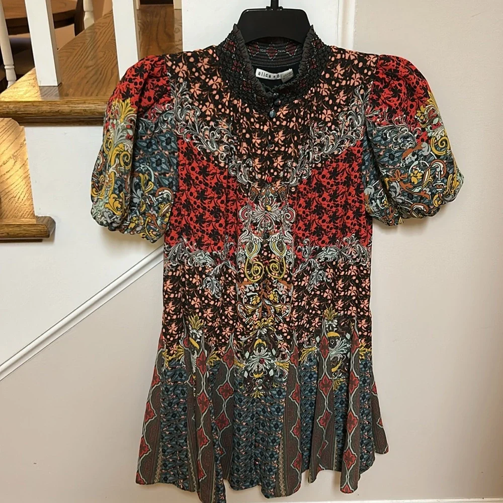 Alice + Olivia Janis Mixed Print Mini Dress - Picture 6 of 16